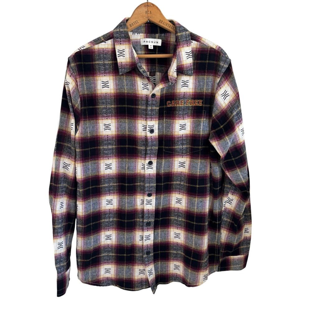 PacSun "Care Free" Flannel Button Up Southwestern Plaid Size M